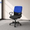 Office chair, steel legs, fabric seat, MONO brand, black and blue colors._LS0VVJSQFU