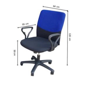 Office chair, steel legs, fabric seat, MONO brand, black and blue colors._LS0VVJSQFU