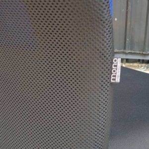Office chair, steel legs, fabric seat, MONO brand, black and blue colors._LS0VVJSQFU