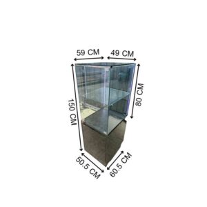 带LED照明的高款黑色玻璃珠宝展示柜