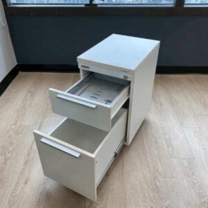 移动式双抽屉柜，白色，Modernform 品牌