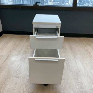 移动式双抽屉柜，白色，Modernform 品牌