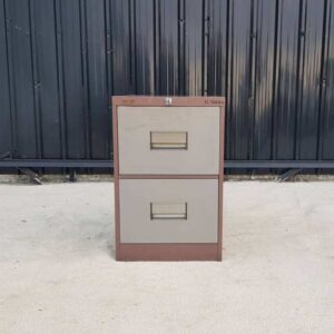 LUCKY品牌双抽屉钢制文件柜，灰色/浅棕色。