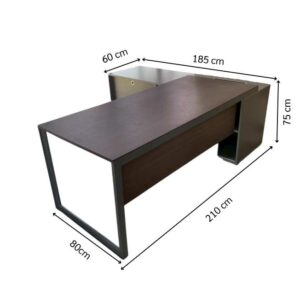 行政 L 形角落書桌，有 3 個抽屜、 2 個架子同電源條。 PROFLEX 品牌。