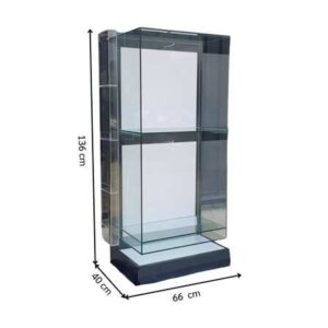 黑色双层玻璃展示柜。