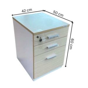 带 3 个抽屉的移动柜，奶油色