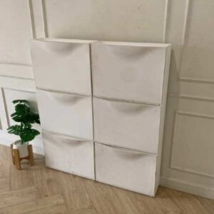3屉鞋柜，塑料，白色