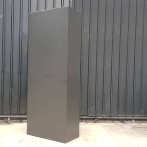 冈村牌双抽屉钢制文件柜，黑色，230厘米，带两个开门和两个推拉门
