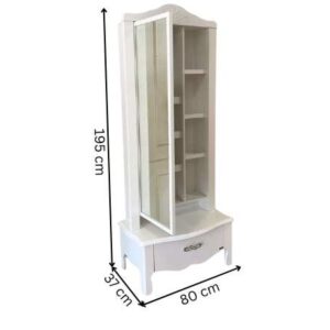 白色梳妆台，带1个抽屉和储物格，Koncept品牌。