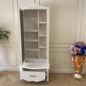 白色梳妆台，带1个抽屉和储物格，Koncept品牌。