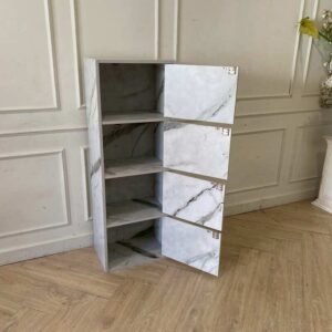 四门木质文件柜/储物柜，灰色和棕色