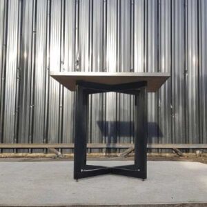 餐桌，钢腿，木质桌面，灰色，80 厘米